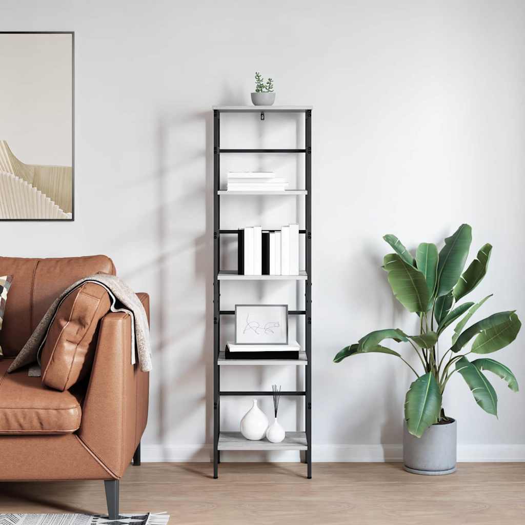 vidaXL Bookshelf 4-Tier 40 x 29.5 x 149 cm Engineered Wood Grey Sonoma 4