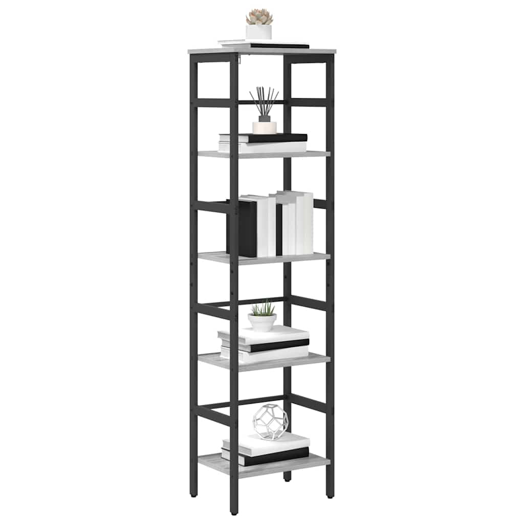 vidaXL Bookshelf 4-Tier 40 x 29.5 x 149 cm Engineered Wood Grey Sonoma 3