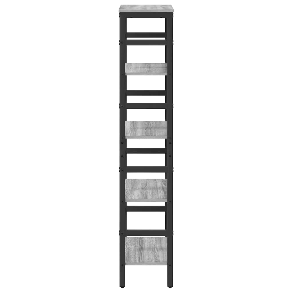 vidaXL Bookshelf 4-Tier 40 x 29.5 x 149 cm Engineered Wood Grey Sonoma 6