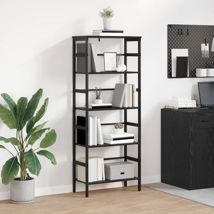 vidaXL Bookshelf 4-Tier 60 x 29.5 x 149 cm Engineered Wood Black Oak 1