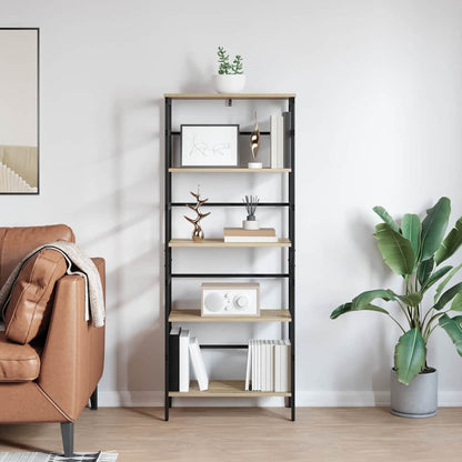 vidaXL Bookshelf 4-Tier 60 x 29.5 x 149 cm Engineered Wood Sonoma Oak 4