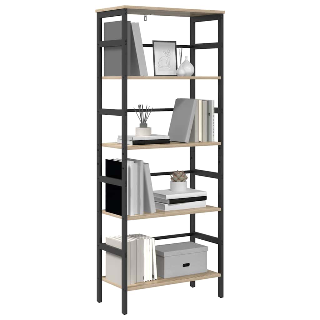 vidaXL Bookshelf 4-Tier 60 x 29.5 x 149 cm Engineered Wood Sonoma Oak 3