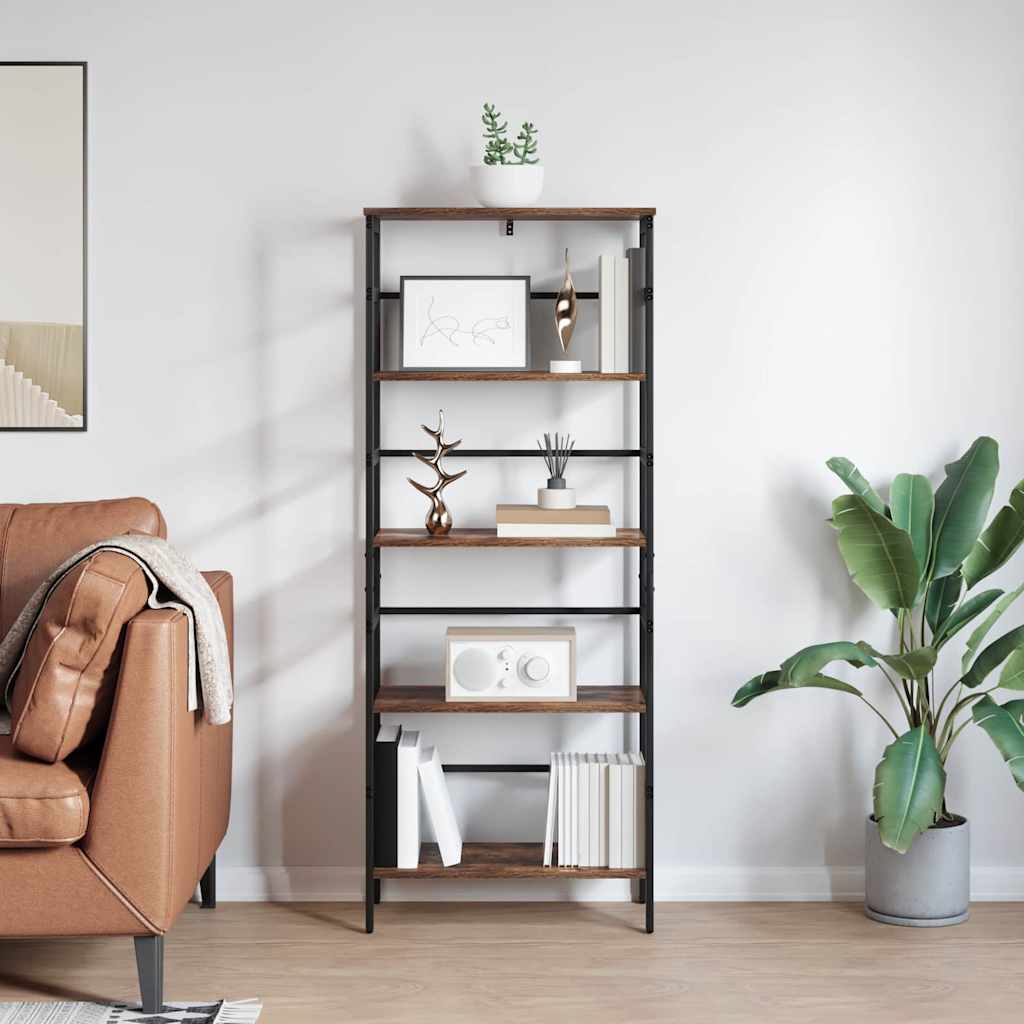 vidaXL Bookshelf 4-Tier 60 x 29.5 x 149 cm Engineered Wood Smoked Oak 4