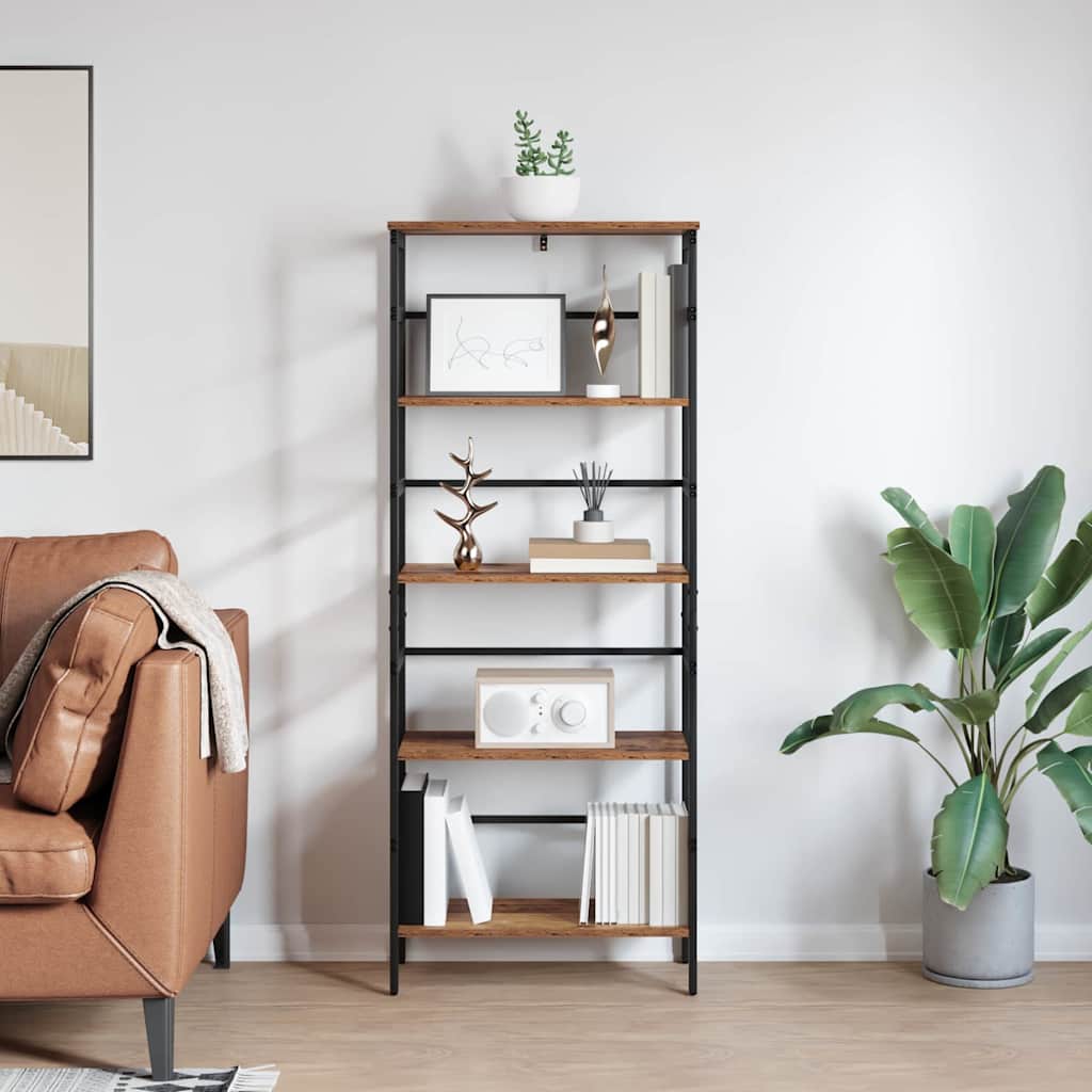 vidaXL Bookshelf 4-Tier 60 x 29.5 x 149 cm Engineered Wood Old Wood 4