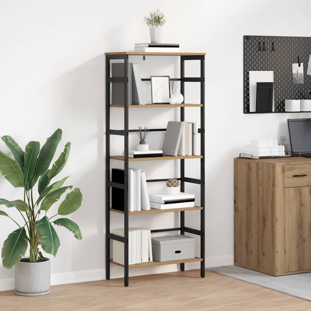vidaXL Bookshelf 4-Tier 60 x 29.5 x 149 cm Engineered Wood Artisan Oak 1