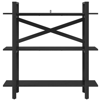 vidaXL Bookshelf 3-Tier 100 x 33.5 x 102 cm Engineered Wood Black Oak 5