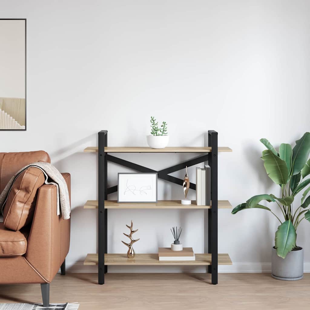 vidaXL Bookshelf 3-Tier 100 x 33.5 x 102 cm Engineered Wood Sonoma Oak 4