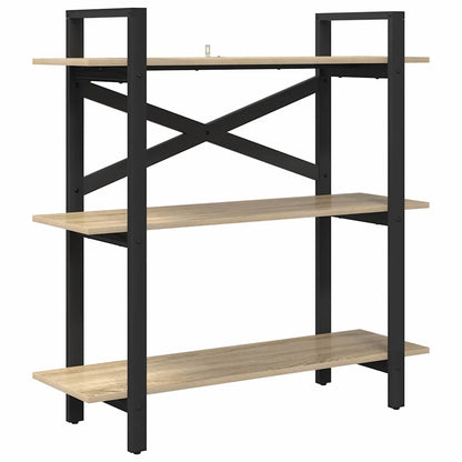 vidaXL Bookshelf 3-Tier 100 x 33.5 x 102 cm Engineered Wood Sonoma Oak 2