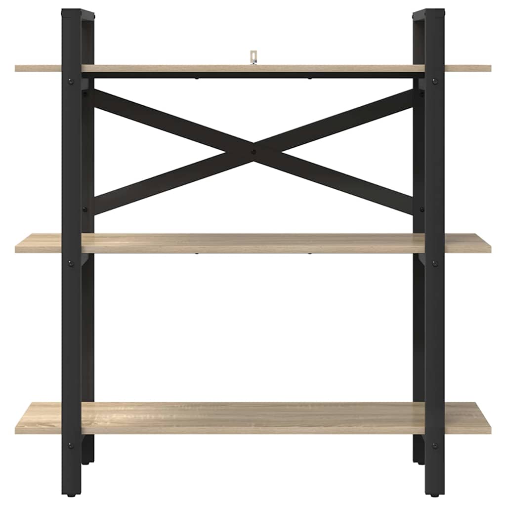 vidaXL Bookshelf 3-Tier 100 x 33.5 x 102 cm Engineered Wood Sonoma Oak 5
