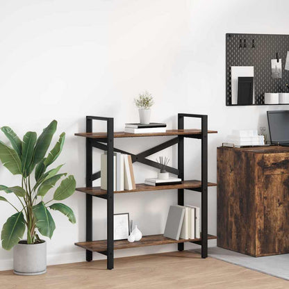 vidaXL Bookshelf 3-Tier 100 x 33.5 x 102 cm Engineered Wood Smoked Oak 1