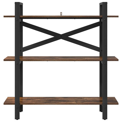 vidaXL Bookshelf 3-Tier 100 x 33.5 x 102 cm Engineered Wood Smoked Oak 5