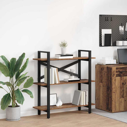 vidaXL Bookshelf 3-Tier 100 x 33.5 x 102 cm Engineered Wood Old Wood 1