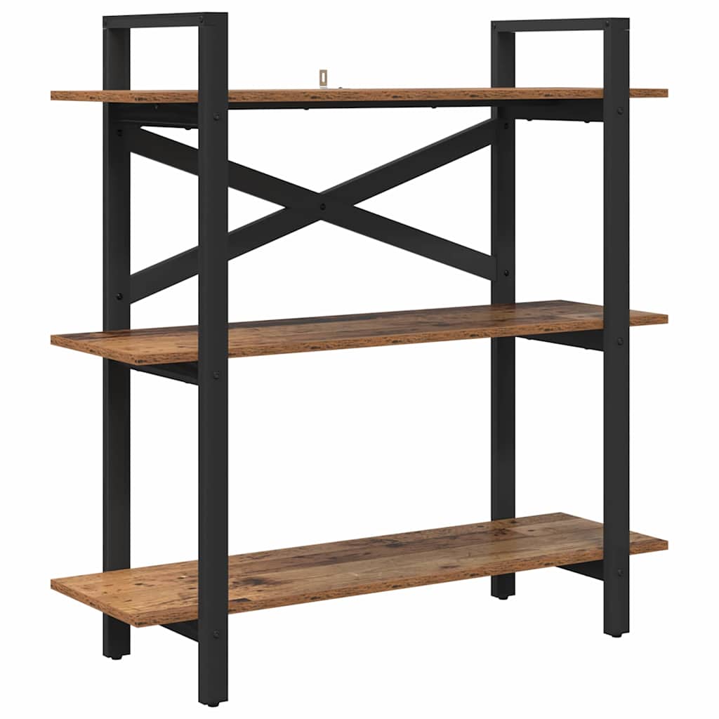 vidaXL Bookshelf 3-Tier 100 x 33.5 x 102 cm Engineered Wood Old Wood 2