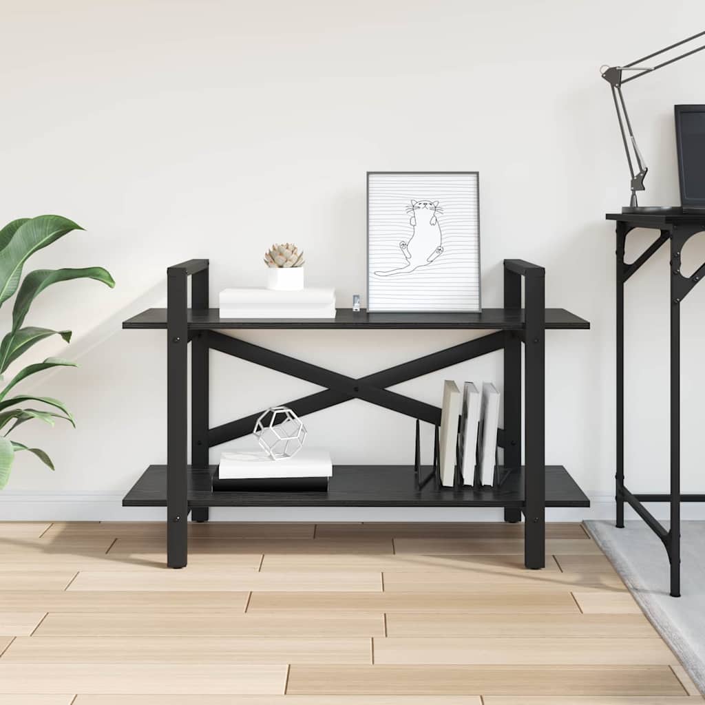vidaXL Bookshelf 2-Tier 100 x 33.5 x 64 cm Engineered Wood Black Oak 4