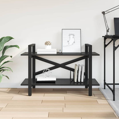 vidaXL Bookshelf 2-Tier 100 x 33.5 x 64 cm Engineered Wood Black Oak 4