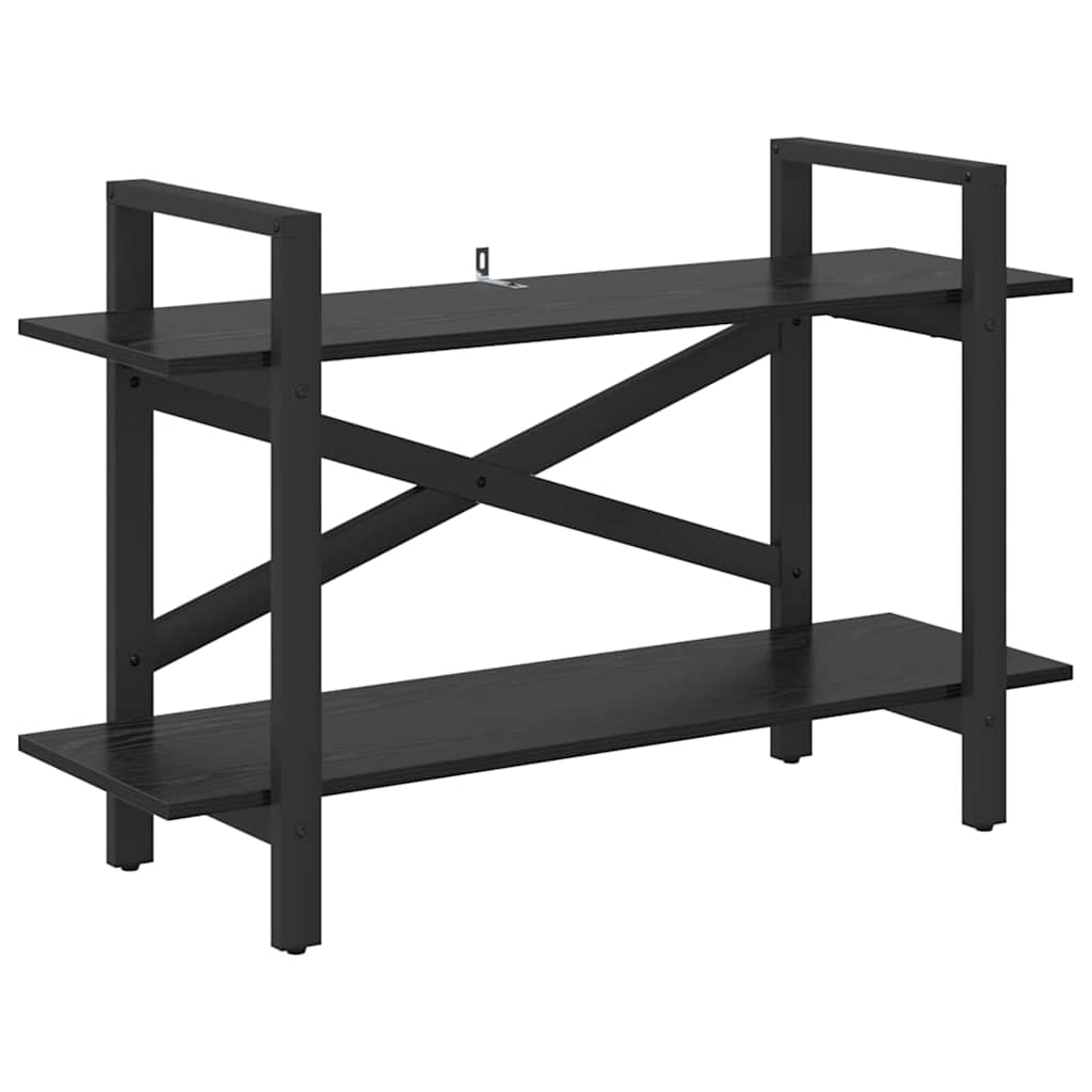 vidaXL Bookshelf 2-Tier 100 x 33.5 x 64 cm Engineered Wood Black Oak 2