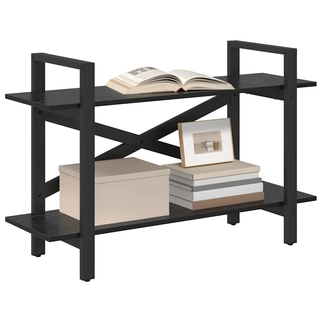 vidaXL Bookshelf 2-Tier 100 x 33.5 x 64 cm Engineered Wood Black Oak 3