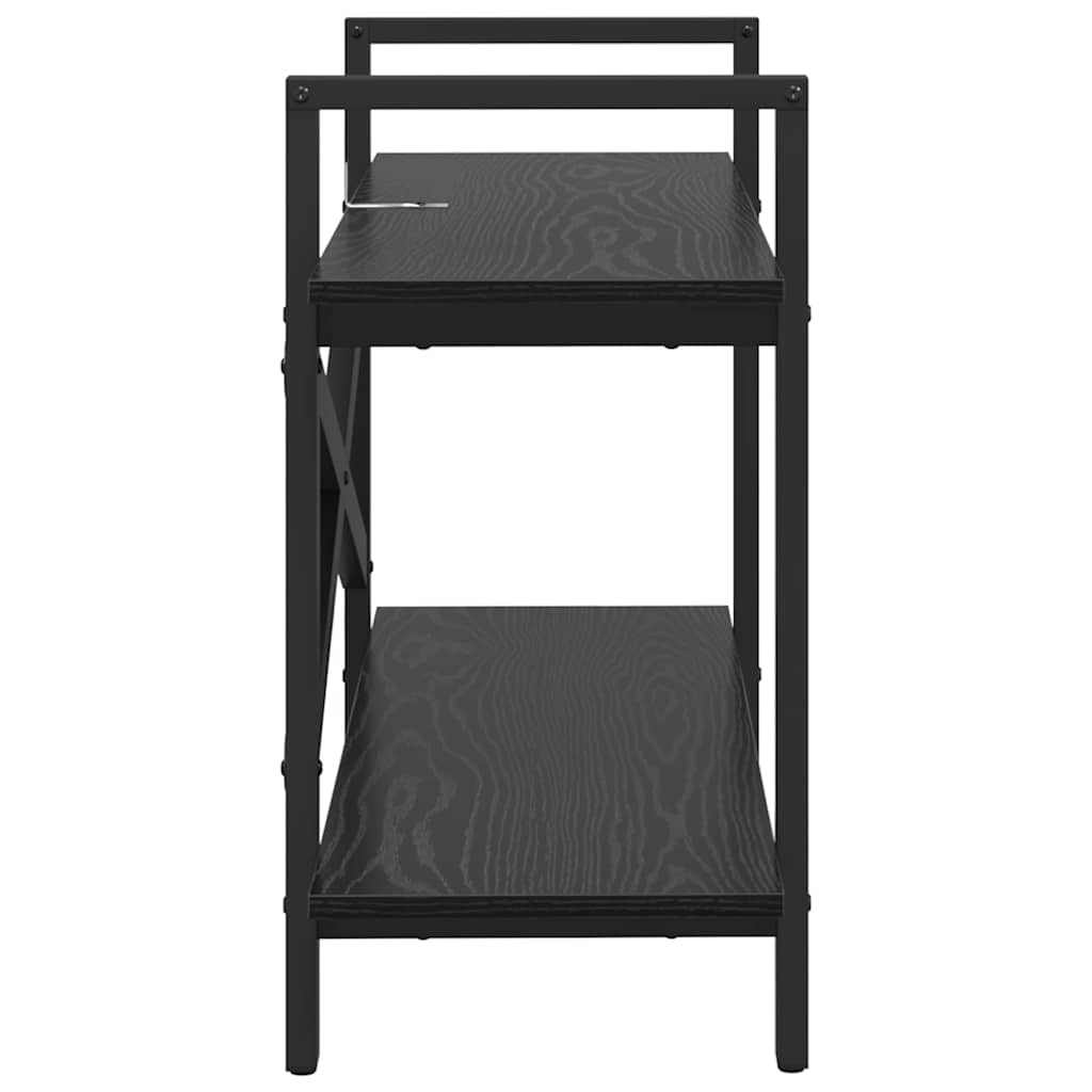 vidaXL Bookshelf 2-Tier 100 x 33.5 x 64 cm Engineered Wood Black Oak 6