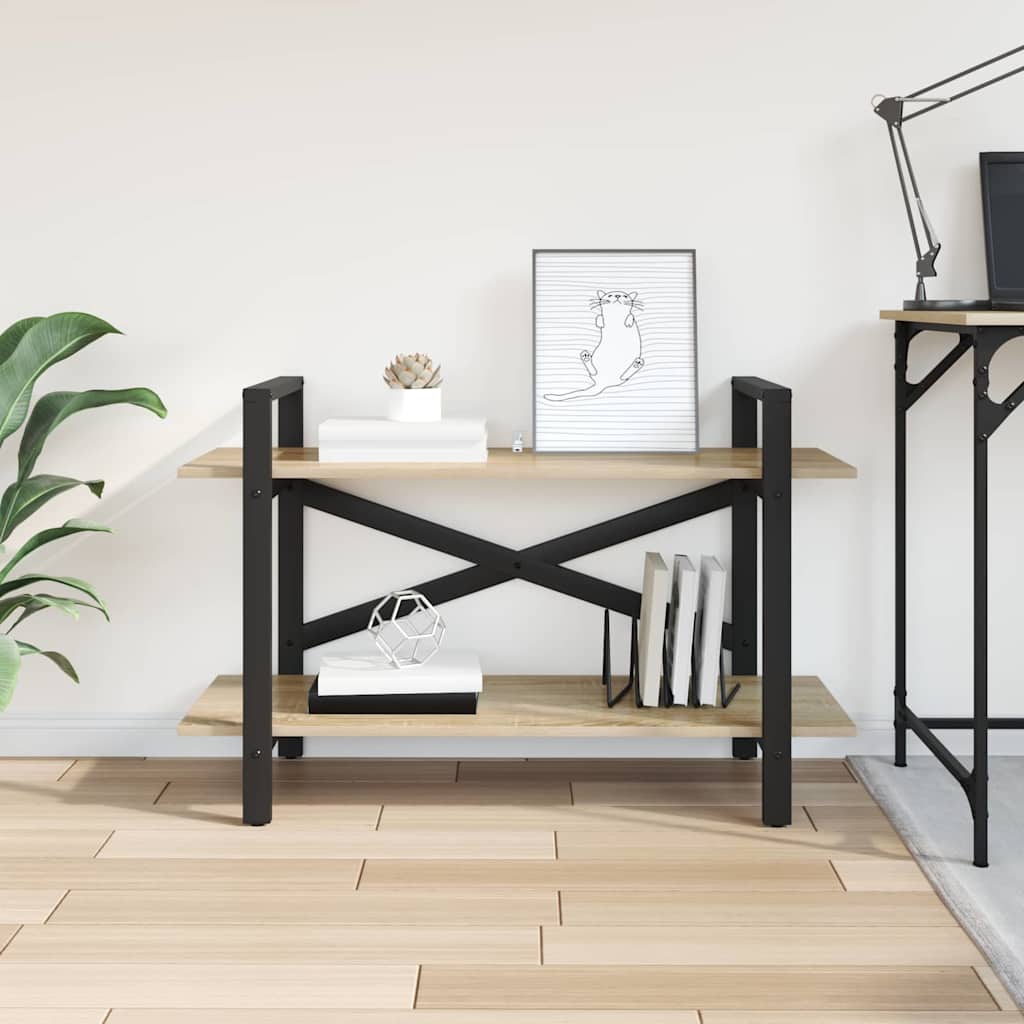 vidaXL Bookshelf 2-Tier 100 x 33.5 x 64 cm Engineered Wood Sonoma Oak 4