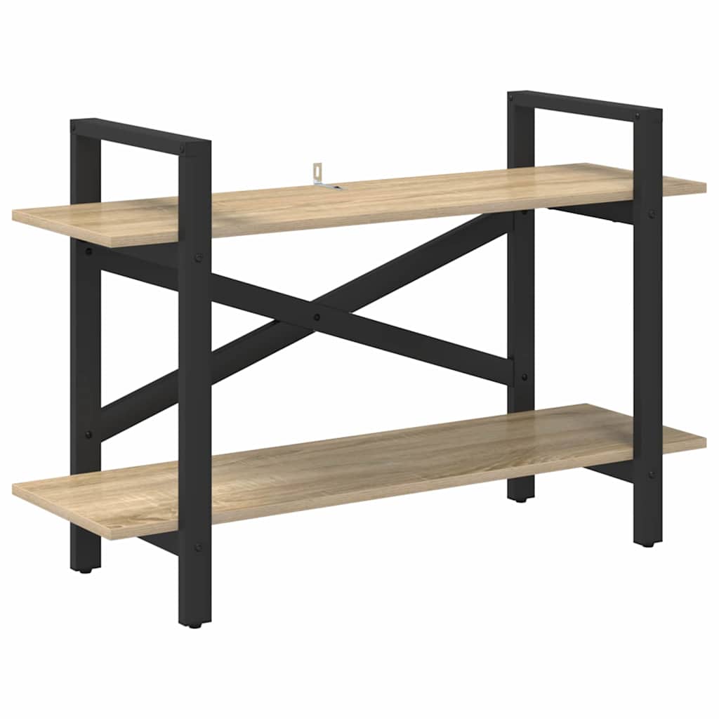 vidaXL Bookshelf 2-Tier 100 x 33.5 x 64 cm Engineered Wood Sonoma Oak 2
