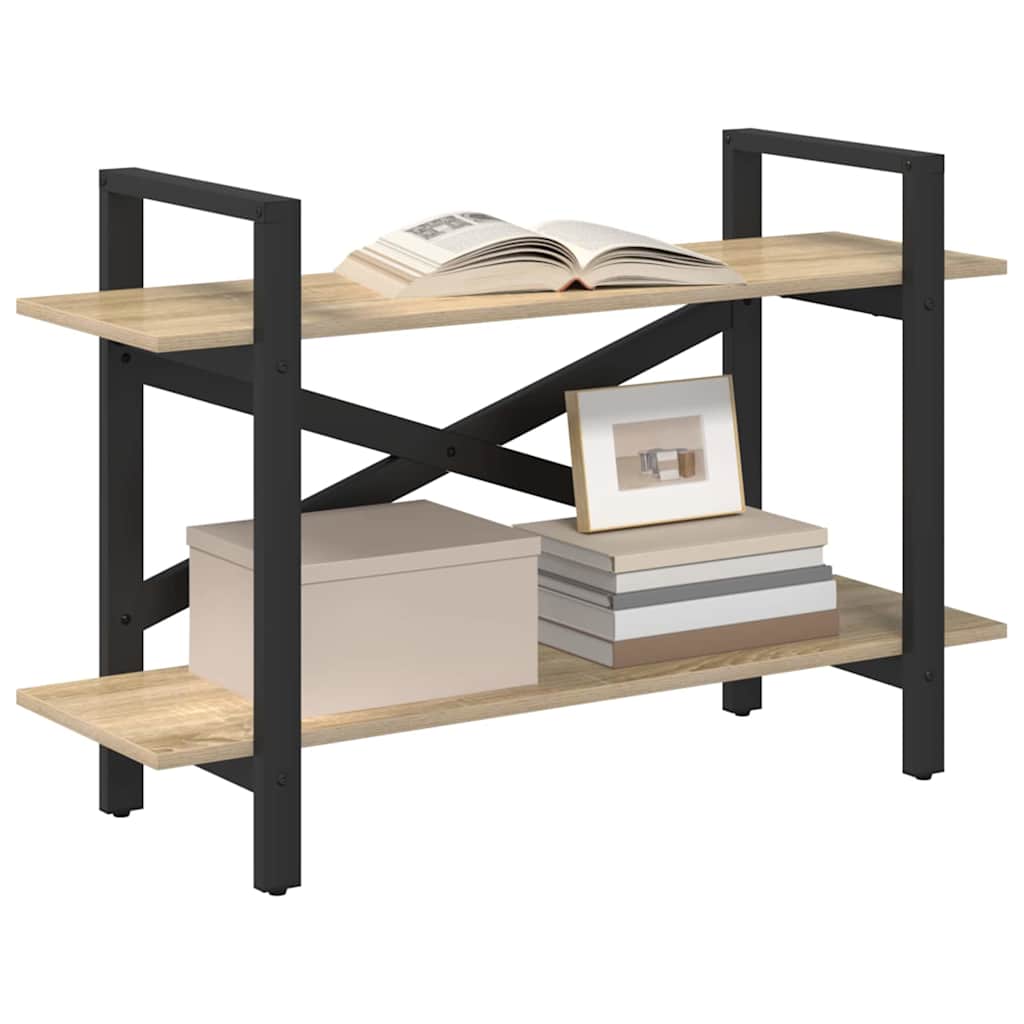 vidaXL Bookshelf 2-Tier 100 x 33.5 x 64 cm Engineered Wood Sonoma Oak 3