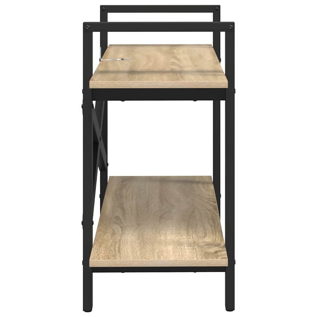 vidaXL Bookshelf 2-Tier 100 x 33.5 x 64 cm Engineered Wood Sonoma Oak 6