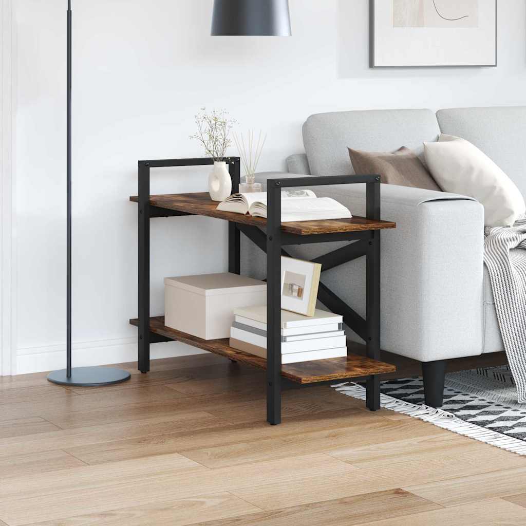 vidaXL Bookshelf 2-Tier 100 x 33.5 x 64 cm Engineered Wood Smoked Oak 1