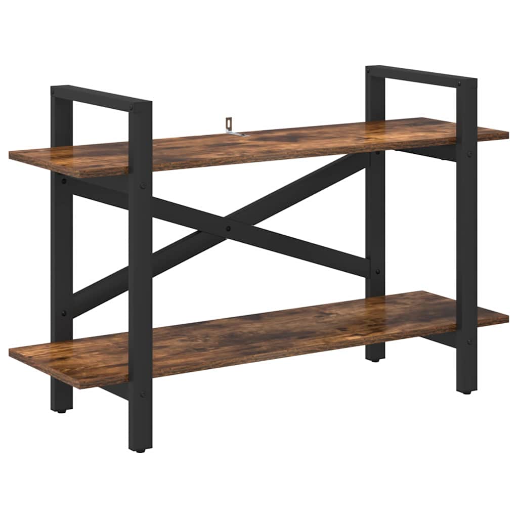 vidaXL Bookshelf 2-Tier 100 x 33.5 x 64 cm Engineered Wood Smoked Oak 2