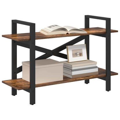 vidaXL Bookshelf 2-Tier 100 x 33.5 x 64 cm Engineered Wood Smoked Oak 3