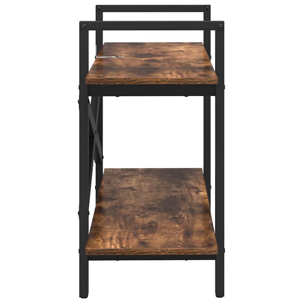 vidaXL Bookshelf 2-Tier 100 x 33.5 x 64 cm Engineered Wood Smoked Oak 6