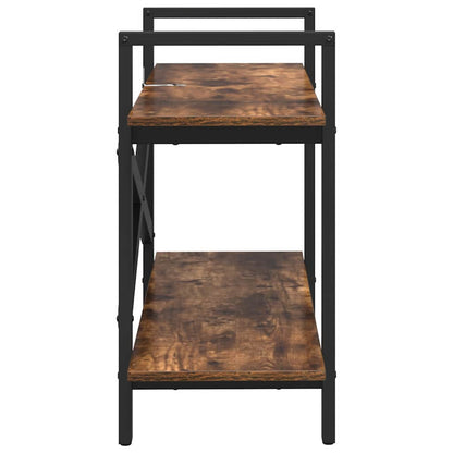 vidaXL Bookshelf 2-Tier 100 x 33.5 x 64 cm Engineered Wood Smoked Oak 6
