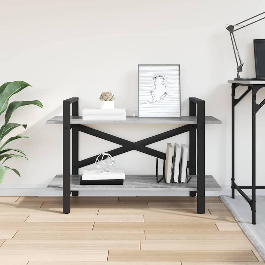 vidaXL Bookshelf 2-Tier 100 x 33.5 x 64 cm Engineered Wood Grey Sonoma 4