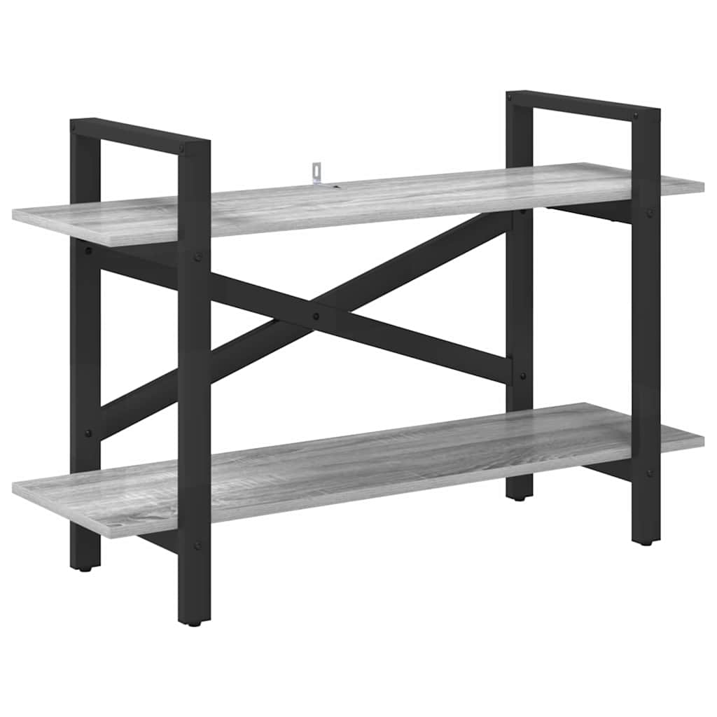 vidaXL Bookshelf 2-Tier 100 x 33.5 x 64 cm Engineered Wood Grey Sonoma 2