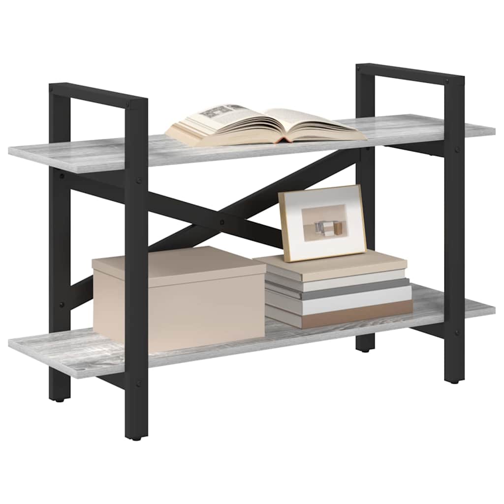 vidaXL Bookshelf 2-Tier 100 x 33.5 x 64 cm Engineered Wood Grey Sonoma 3