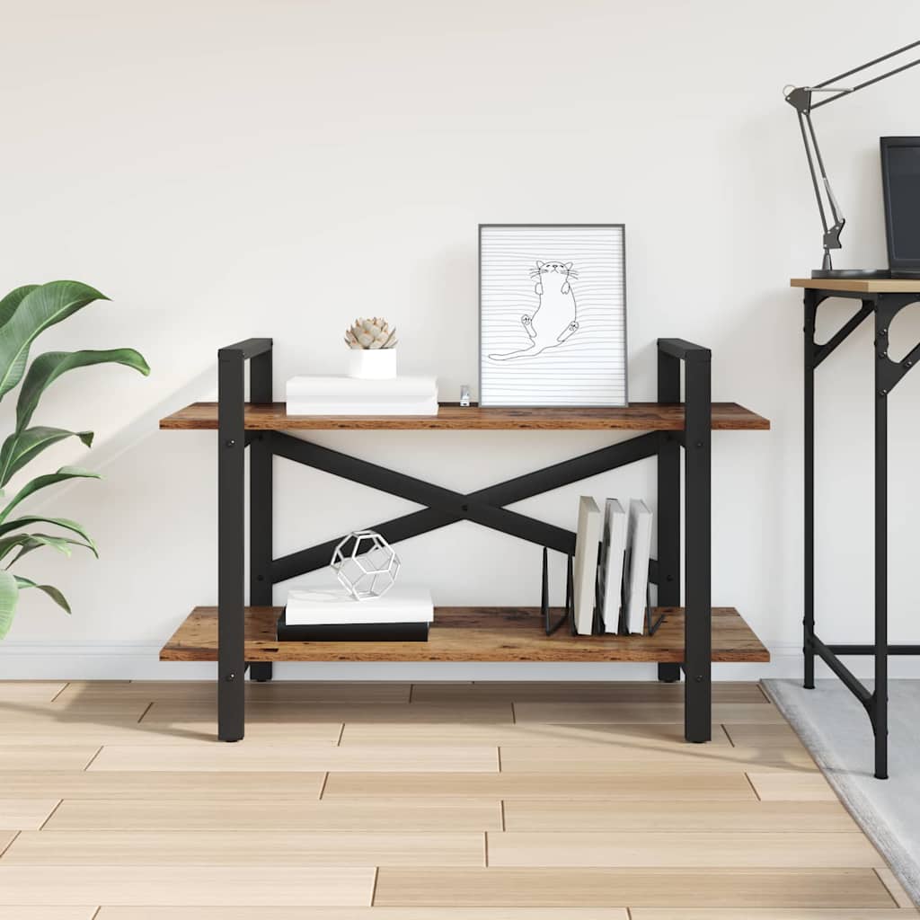 vidaXL Bookshelf 2-Tier 100 x 33.5 x 64 cm Engineered Wood Old Wood 4