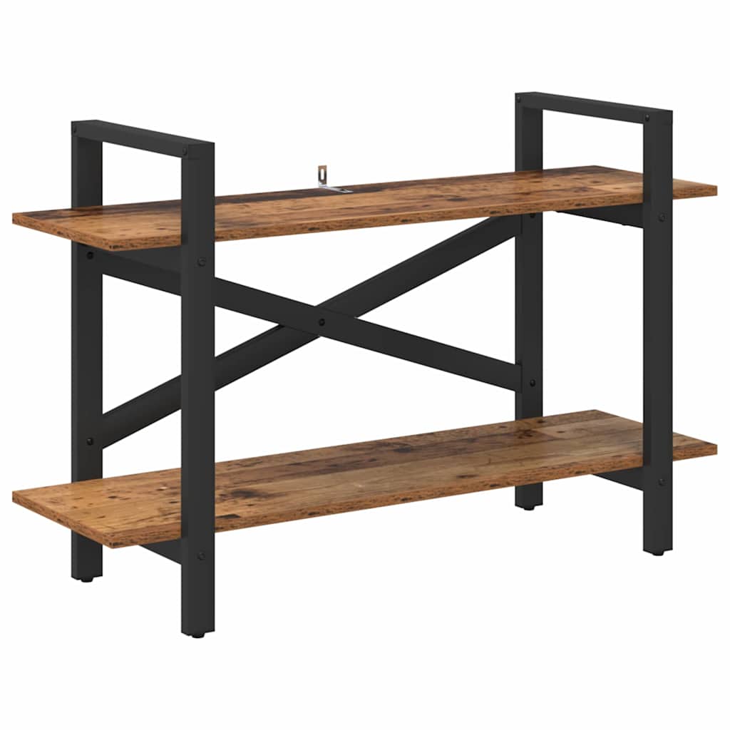 vidaXL Bookshelf 2-Tier 100 x 33.5 x 64 cm Engineered Wood Old Wood 2