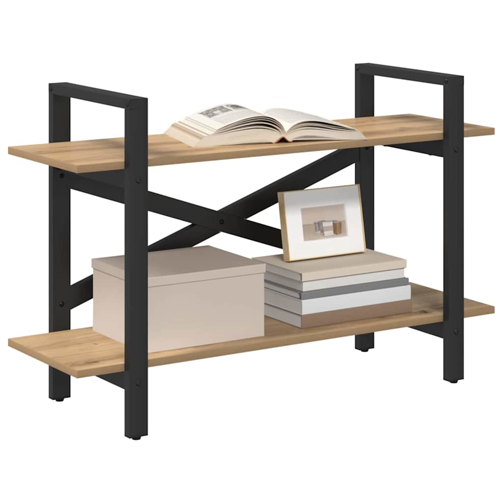 vidaXL Bookshelf 2-Tier 100 x 33.5 x 64 cm Engineered Wood Artisan Oak 3