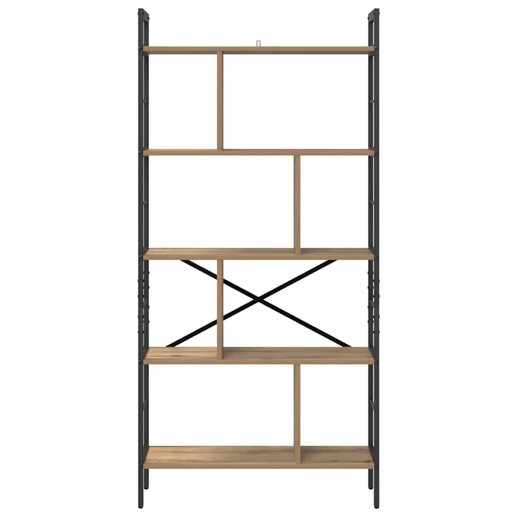 vidaXL Bookshelf 9-Tier 75 x 30 x 156 cm Engineered Wood Artisan Oak 5
