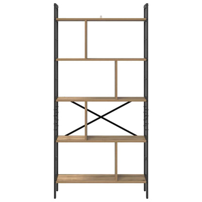 vidaXL Bookshelf 9-Tier 75 x 30 x 156 cm Engineered Wood Artisan Oak 5