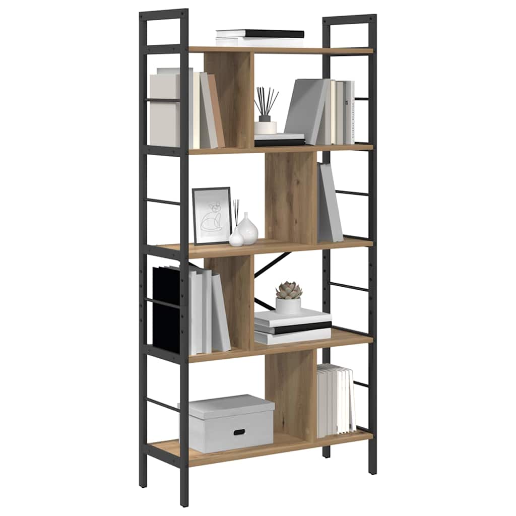 vidaXL Bookshelf 9-Tier 75 x 30 x 156 cm Engineered Wood Artisan Oak 3
