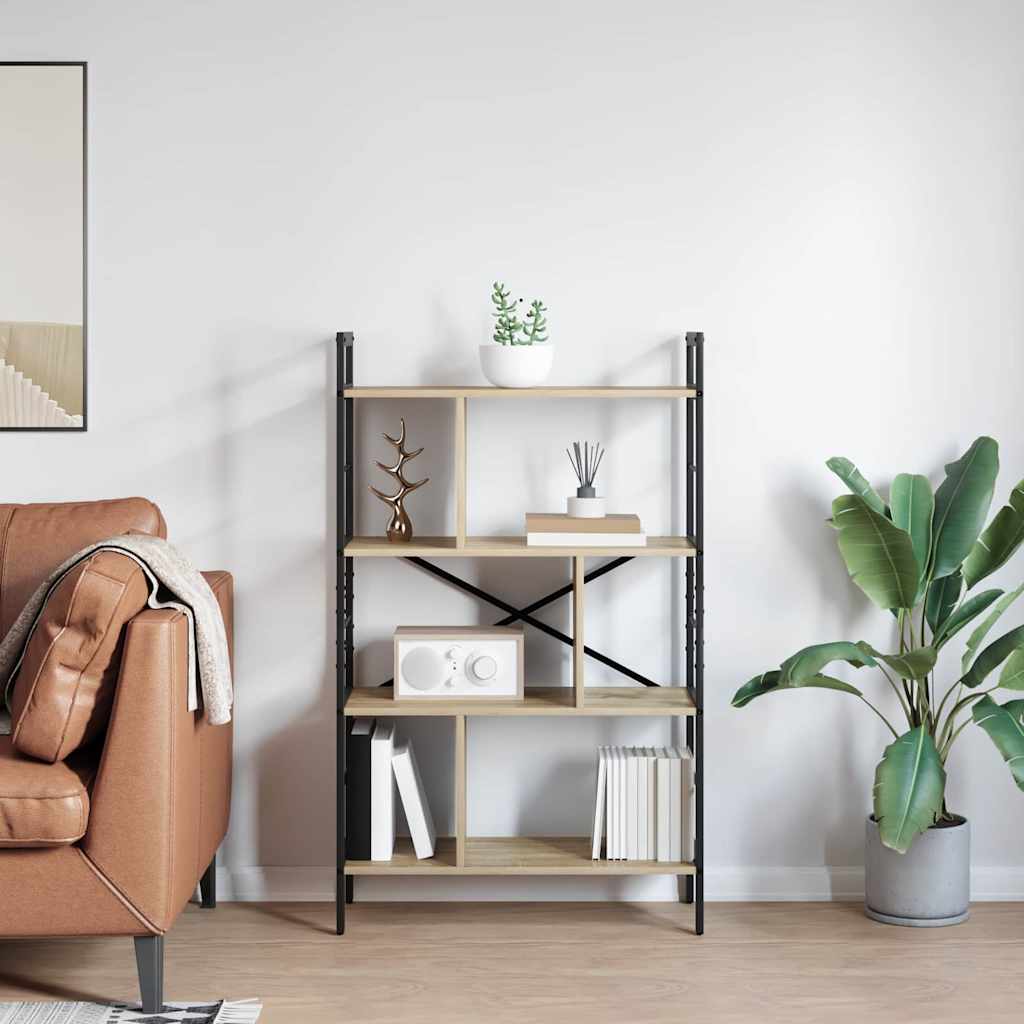 vidaXL Bookshelf 7-Tier 75 x 30 x 123.5 cm Engineered Wood Sonoma Oak 4