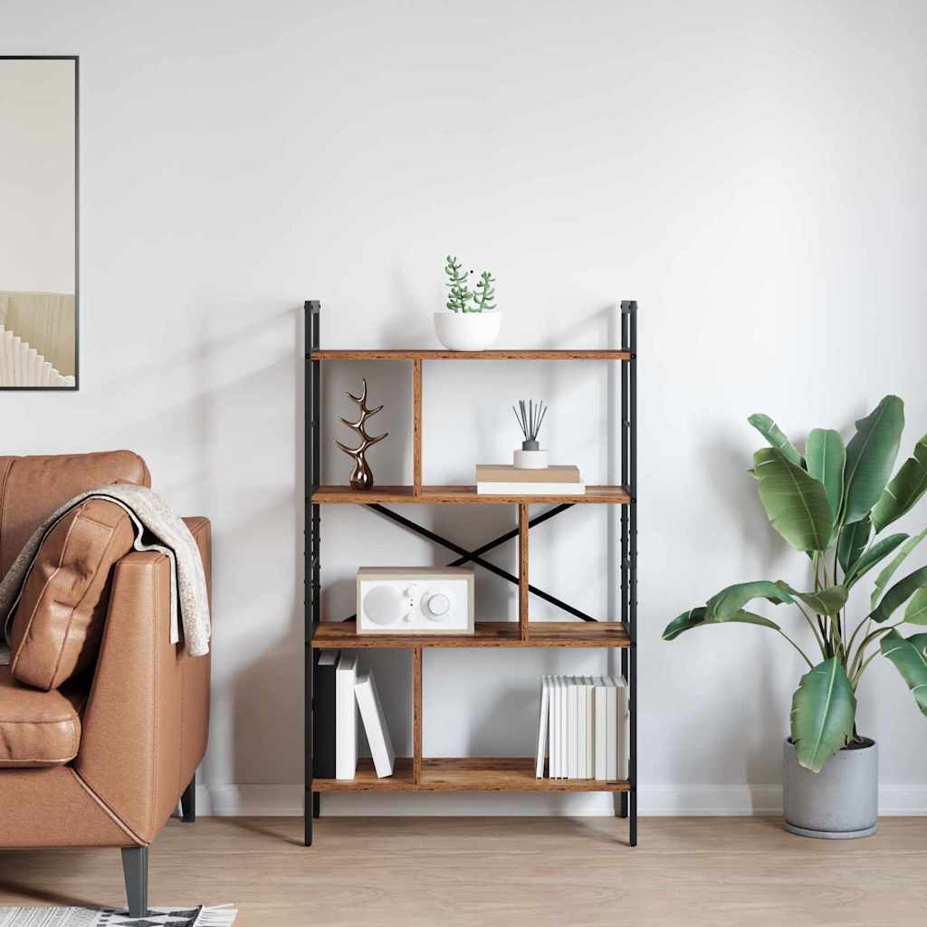 vidaXL Bookshelf 7-Tier 75 x 30 x 123.5 cm Engineered Wood Old Wood 4