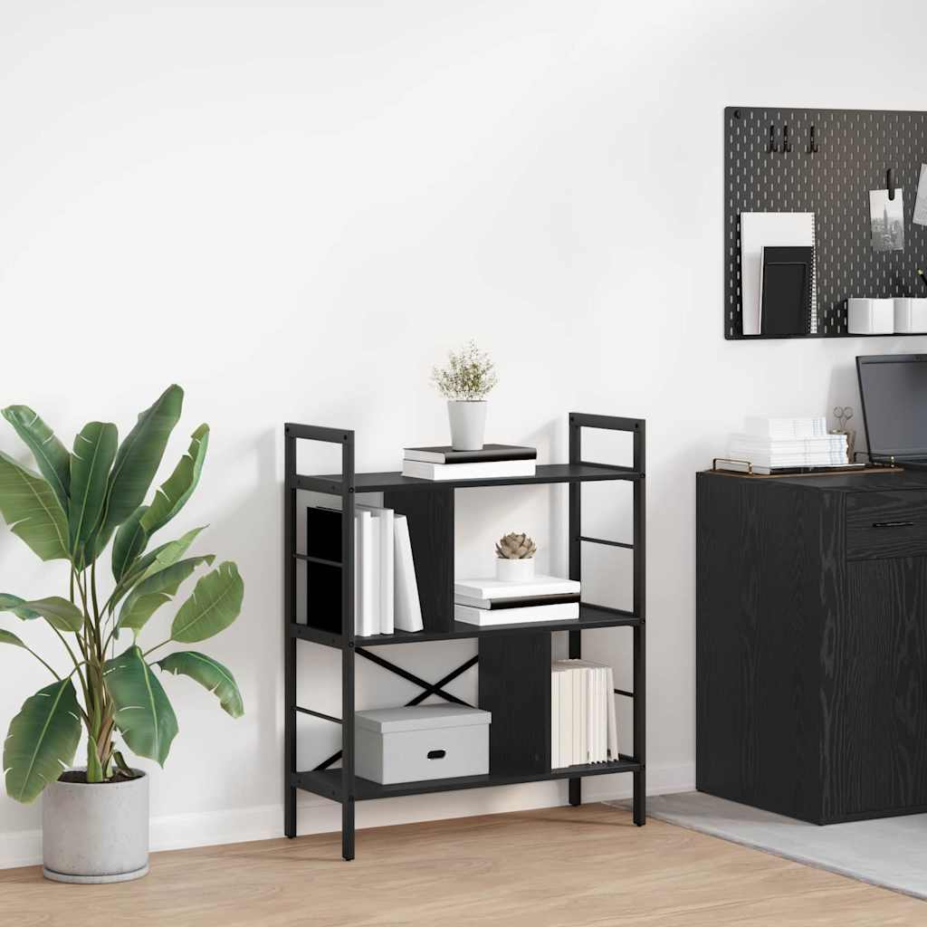 vidaXL Bookshelf 5-Tier 75 x 30 x 91 cm Engineered Wood Black Oak 1