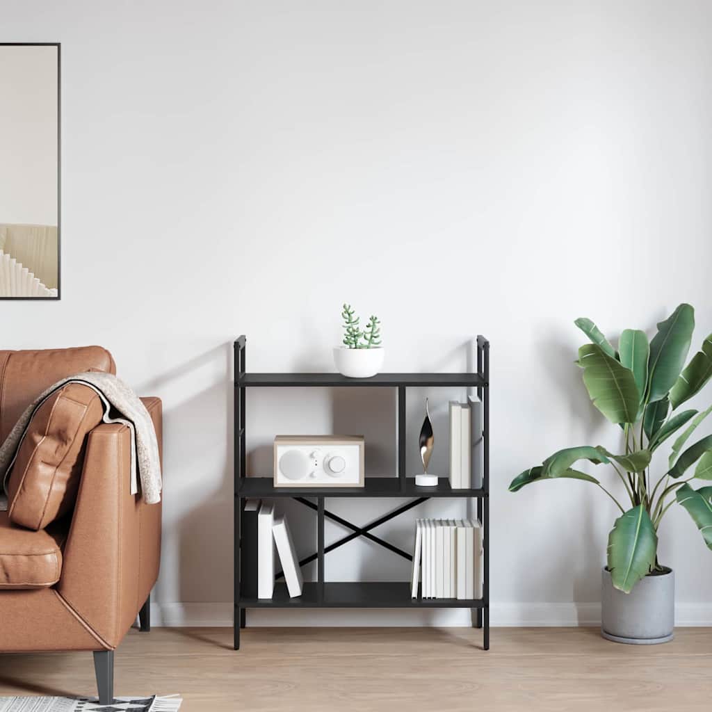vidaXL Bookshelf 5-Tier 75 x 30 x 91 cm Engineered Wood Black Oak 4