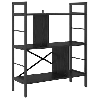 vidaXL Bookshelf 5-Tier 75 x 30 x 91 cm Engineered Wood Black Oak 2