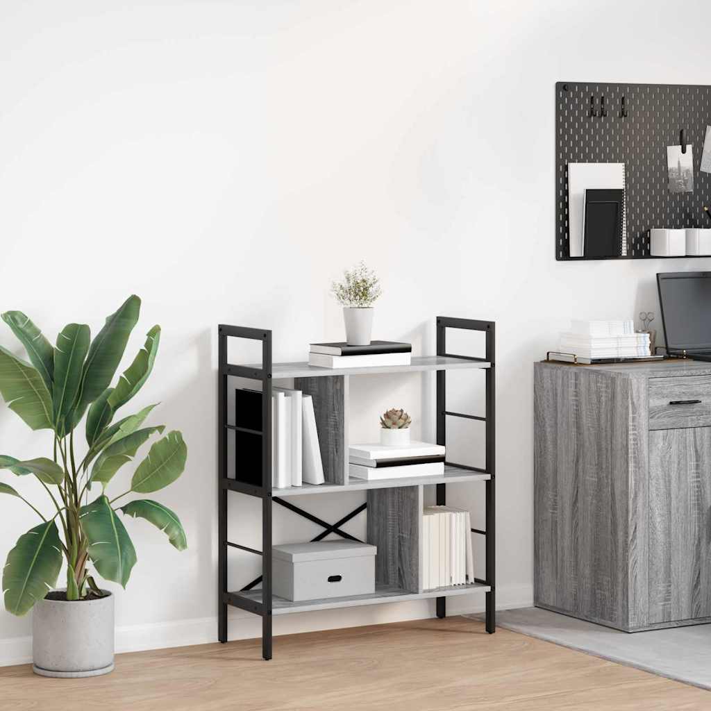vidaXL Bookshelf 5-Tier 75 x 30 x 91 cm Engineered Wood Grey Sonoma 1