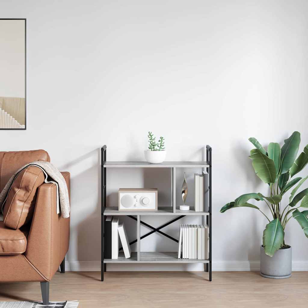 vidaXL Bookshelf 5-Tier 75 x 30 x 91 cm Engineered Wood Grey Sonoma 4