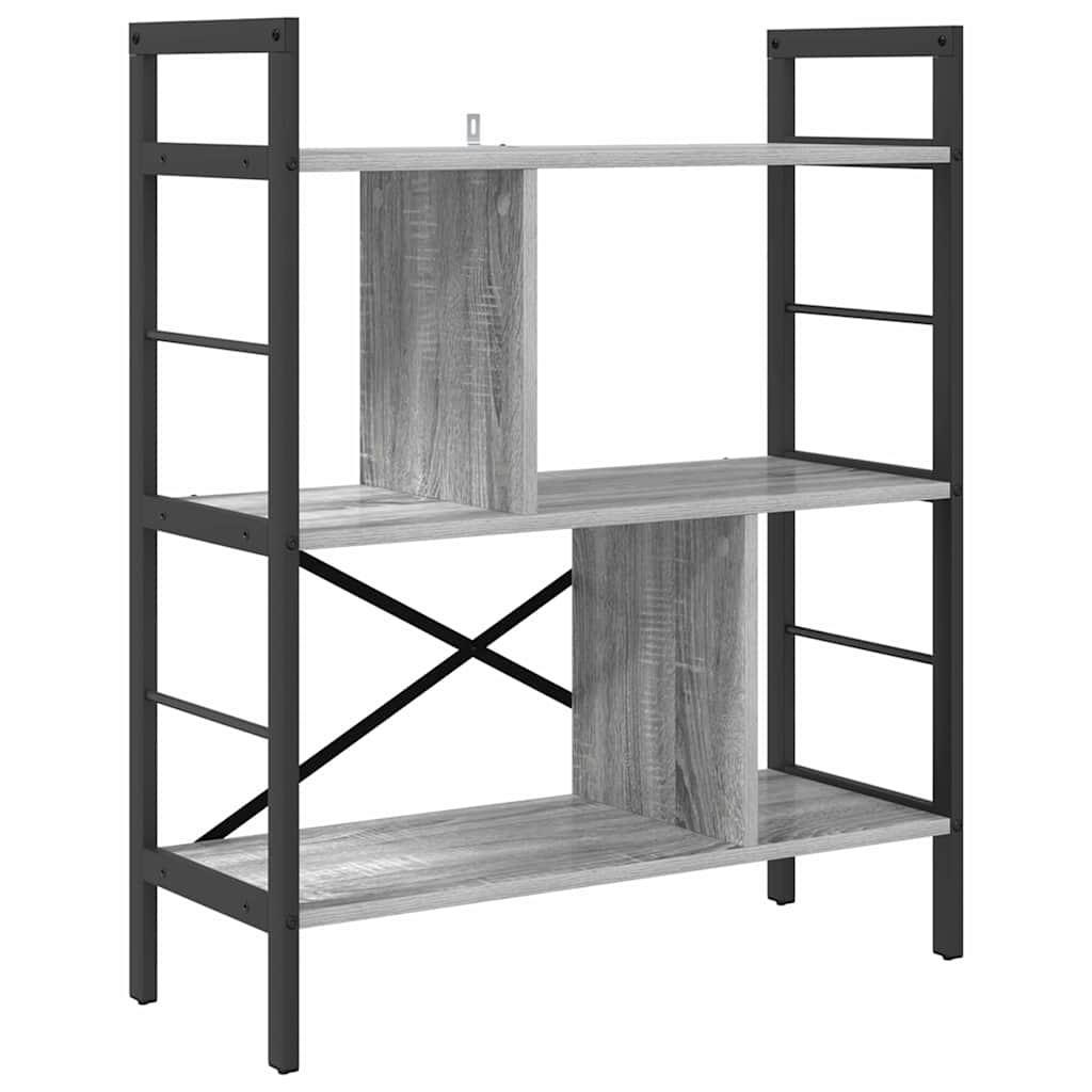 vidaXL Bookshelf 5-Tier 75 x 30 x 91 cm Engineered Wood Grey Sonoma 2