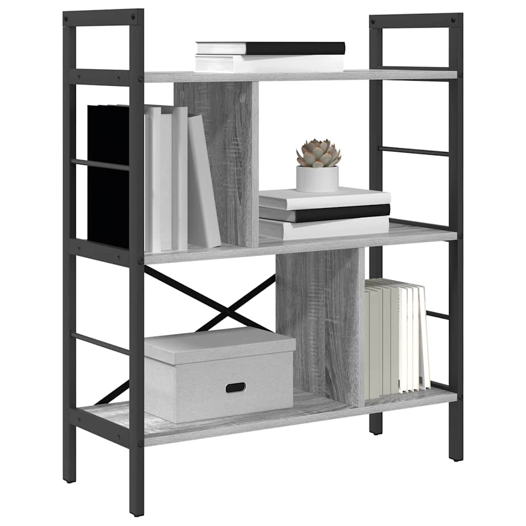 vidaXL Bookshelf 5-Tier 75 x 30 x 91 cm Engineered Wood Grey Sonoma 3