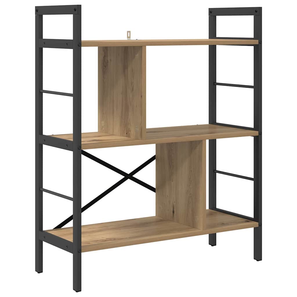 vidaXL Bookshelf 5-Tier 75 x 30 x 91 cm Engineered Wood Artisan Oak 2